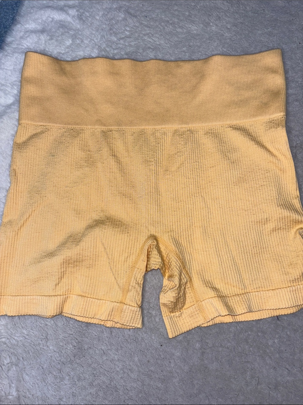 High-Waist Ribbed Orange Women’s Bike Shorts